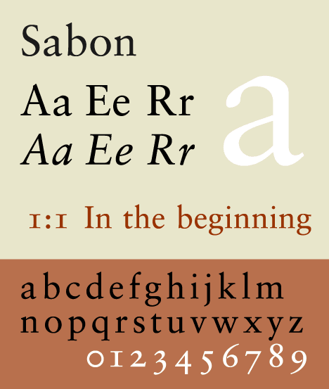 Sabon typeface specimen, 1967, designed by Jan Tschichold