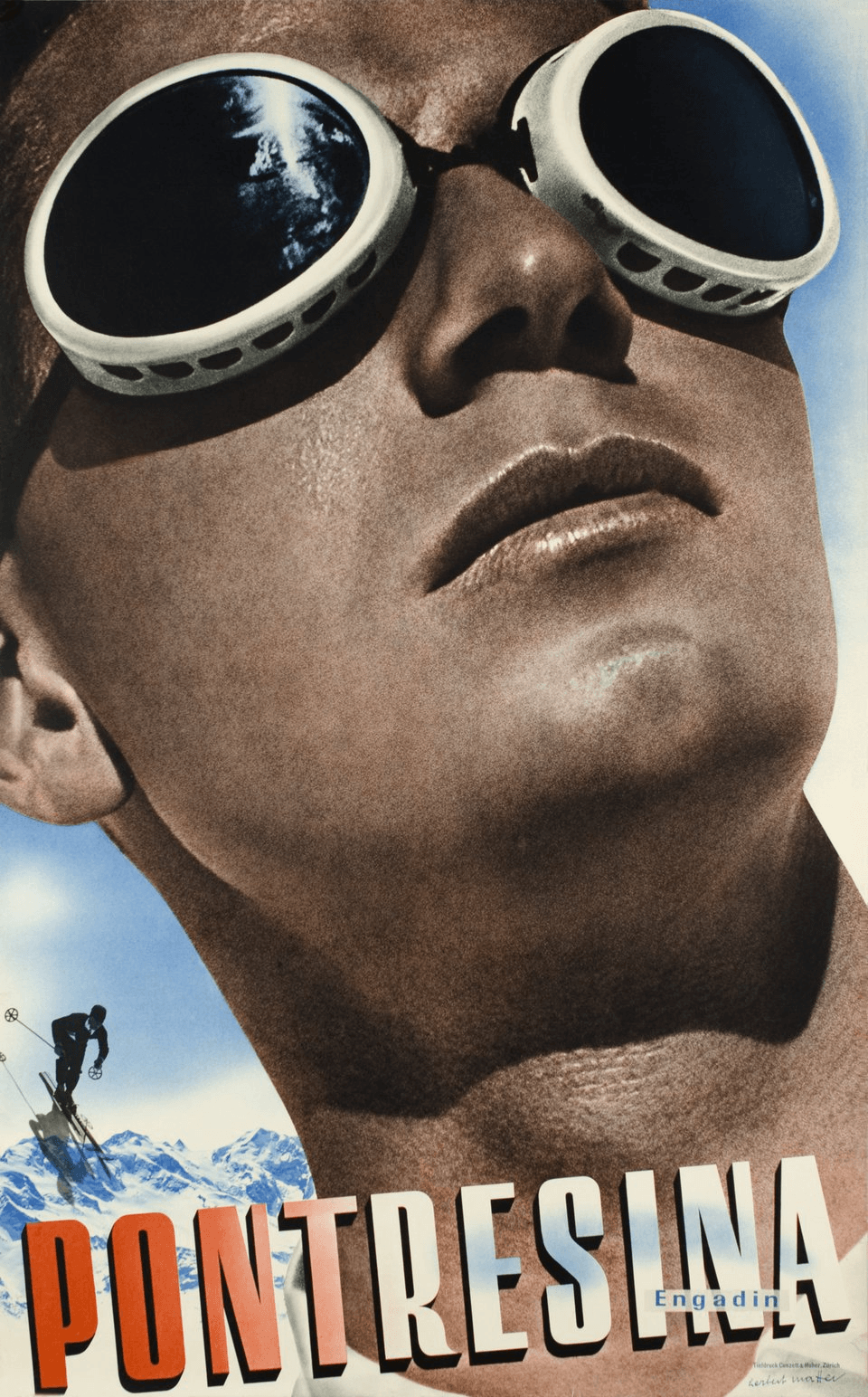 Pontresina Engadin poster, Herbert Matter, 1935