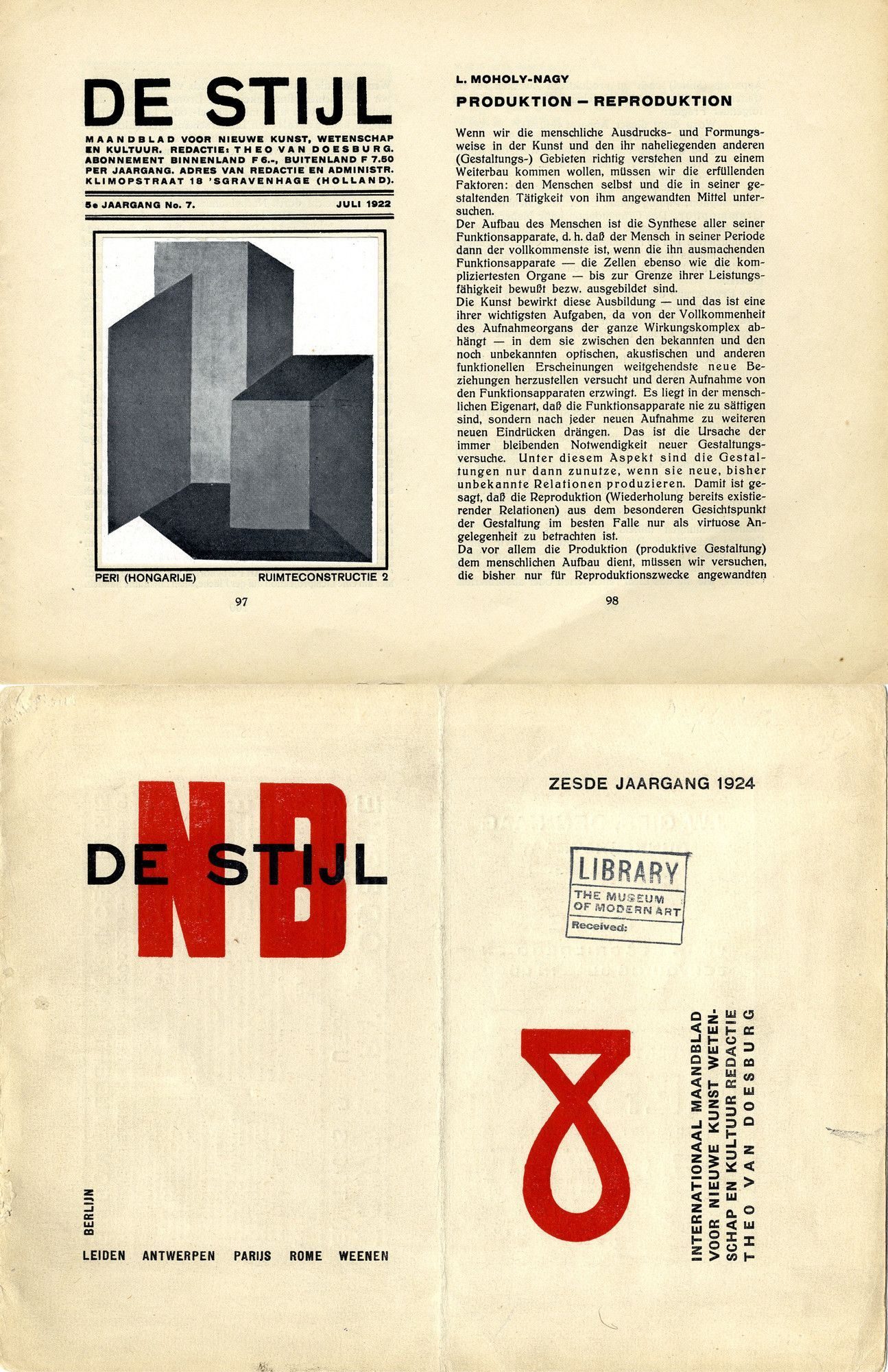 De Stijl journal covers composite, 1917–1928, edited by Theo van Doesburg