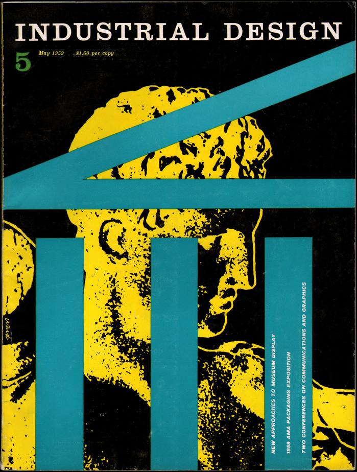Industrial Design magazine cover, showing the format Lustig established in 1954