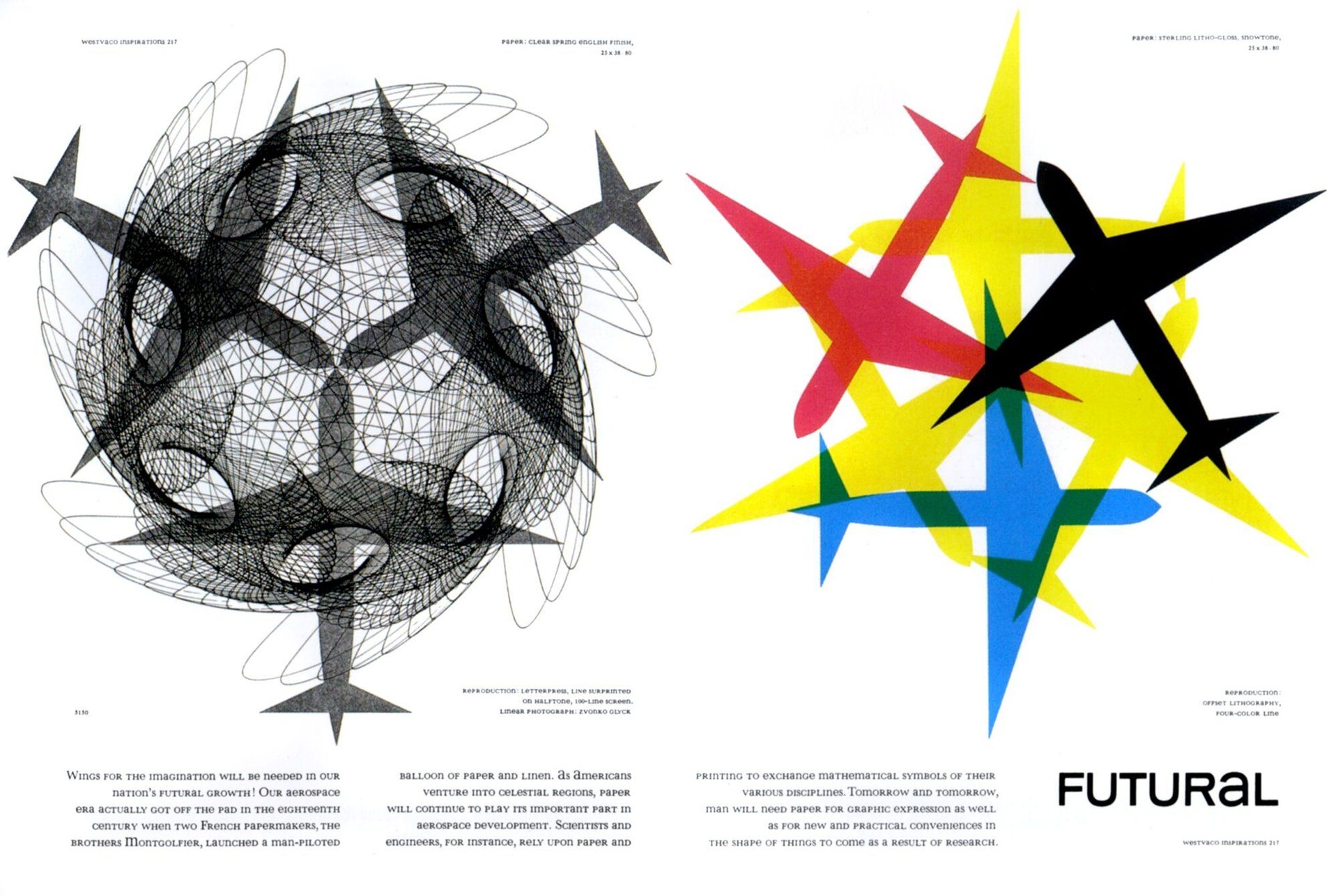 Westvaco Inspirations for Printers spread, Bradbury Thompson, 1938–1962