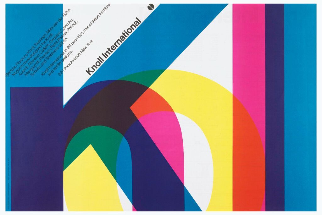 Knoll International advertising poster 1967 by Massimo Vignelli — Helvetica grid layout in black and white